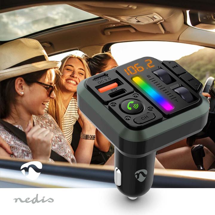 Immagine prodotto Nedis Trasmettitore FM per auto - Fisso - Vivavoce - 1" - Schermo ambrato - Bluetooth - PD 18 W/PD 2