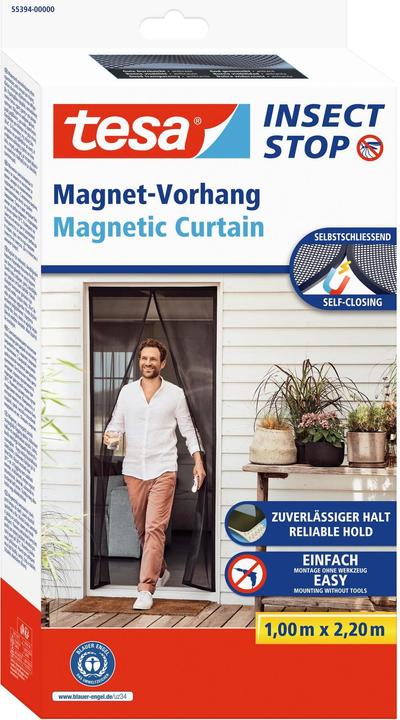 Actual product image tesa Insect screen magnetic curtain for balcony and patio doors, self-closing, mounting without drilling (100 x 220 cm)