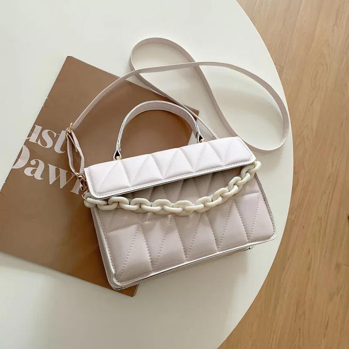Produktbild Only-Bags.Store Solid Plaid Crossbody Bags, Kette Dekor Mode Umhängetasche Handtasche für den täglichen Gebrauch