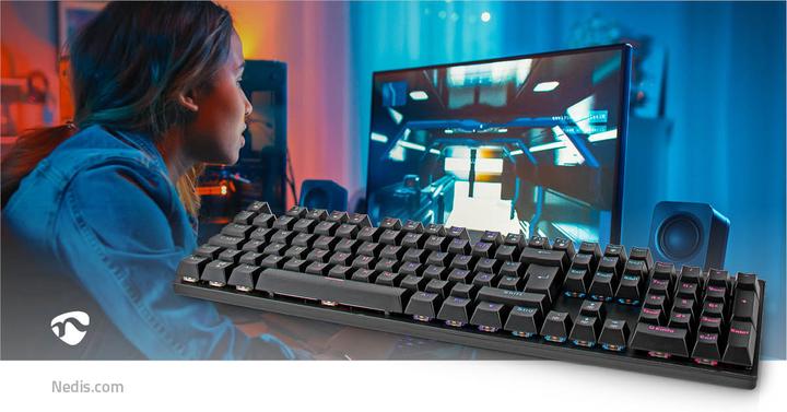 Actual product image Nedis Wired Gaming Keyboard USB Type-A Mechanical Keys LED German DE-Layout Powered by (DE, Cable)