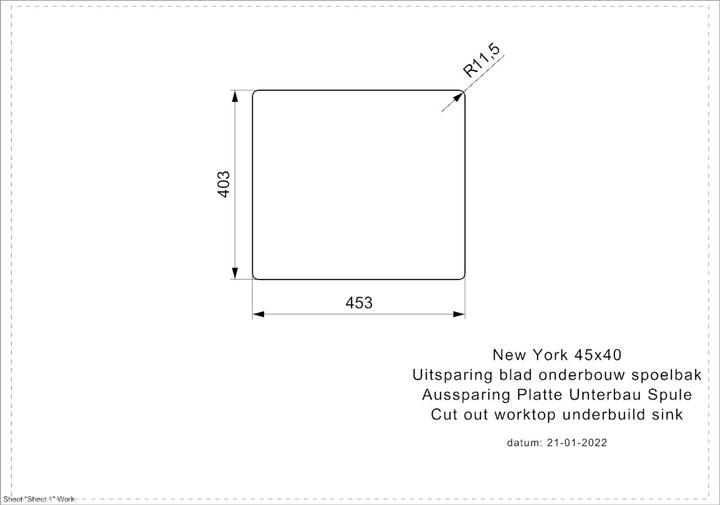 Produktbild Reginox Spülbecken, Edelstahl Küchenspüle New York 45x40 cm R35528 (Einbauspüle, 44 cm, 49 cm)
