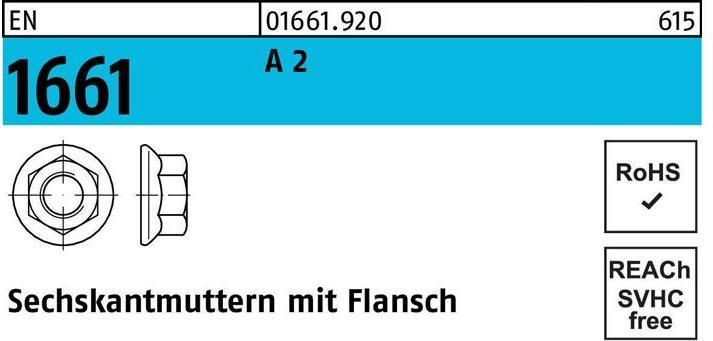 Produktbild Sechskantmutter EN 1661 m.Flansch M 4 A 2 (M4)