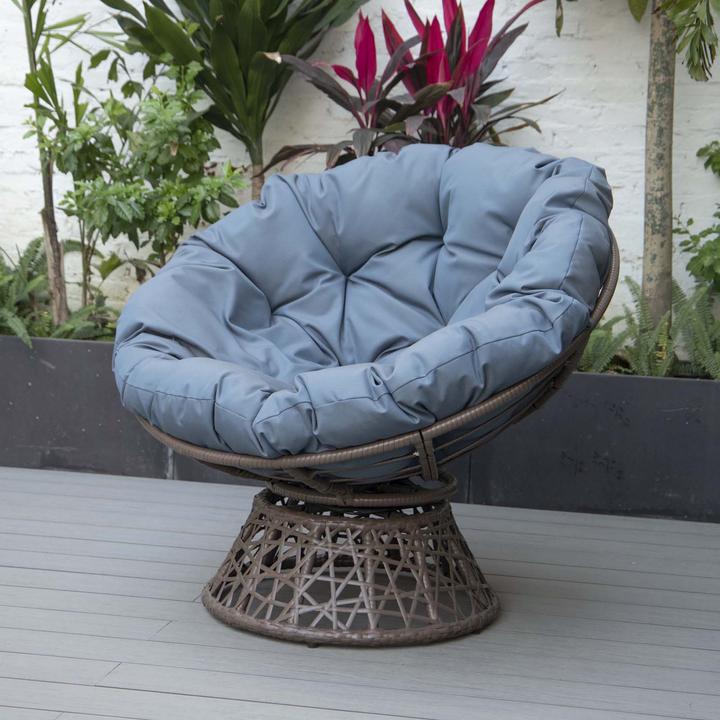 Produktbild PureHaven Lounge Sessel 92x80x80,5 cm aus Rattan Rundkissen drehbar 360 Grad pflegeleicht elegantes