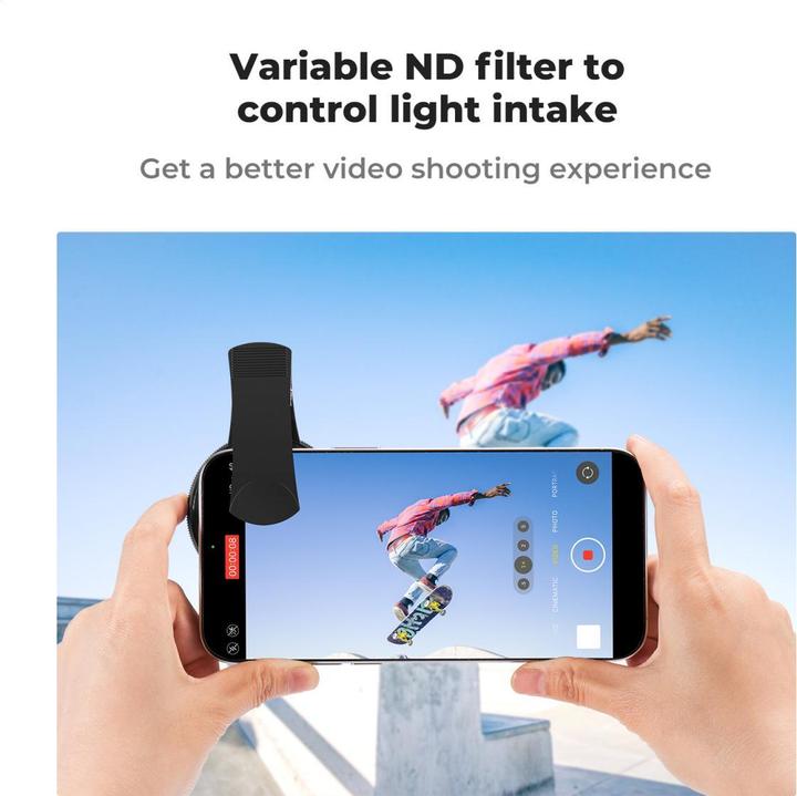 Produktbild K&F Concept 52mm Universal Type Phone clip, with ND2-400 Filter, Multi-coated, Cleaning cloth