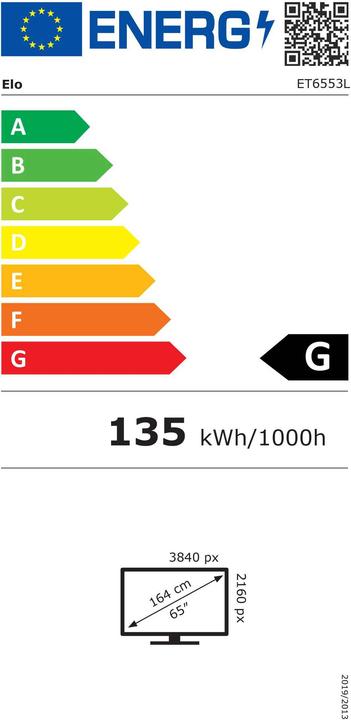 Energie-Label ēlo ET6553L-2UWA-1-MT-ZB-GY-G 2.0 DPORT 1.4 CAP TOUCH WW GRAY NMS IN MNTR (3840 x 2160 Pixel, 64.50")