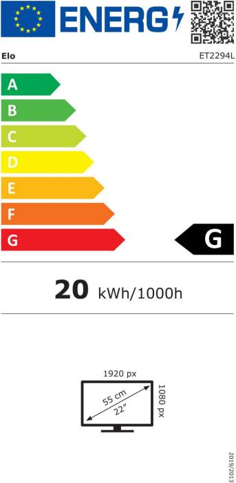 Energie-Label ēlo ET2294L OPEN FRAME MONITOR (1920 x 1080 Pixel, 22")