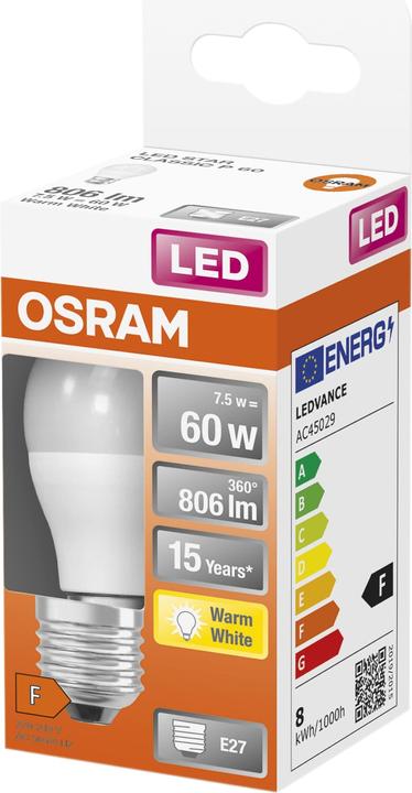 Actual product image Osram LED Star Classic P (E27, 7.50 W, 806 lm, 6 x, F)
