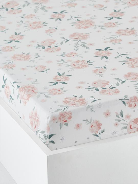 Rose pâle, blanc laine à fleurs