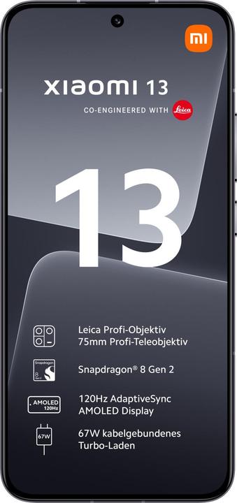 Productafbeelding Xiaomi 13 (256 GB, Black, 6.36", Dubbele SIM, 50 Mpx, 5G)