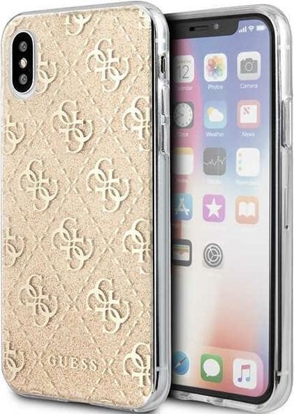 Actual product image Guess GUHCPXPCU4GLGO iPhone X/Xs złoty/gold hard case 4G Glitter (Apple iPhone X)