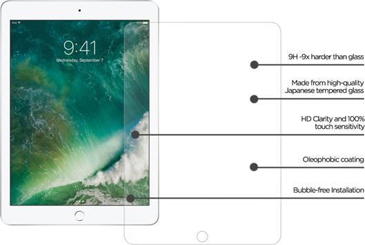Immagine prodotto Eiger Mountain Glass Clear Tablet (1 Pezzo/i, IPad 9.7 (2018), IPad 9.7 (2017), iPad Air 2, iPad Air)