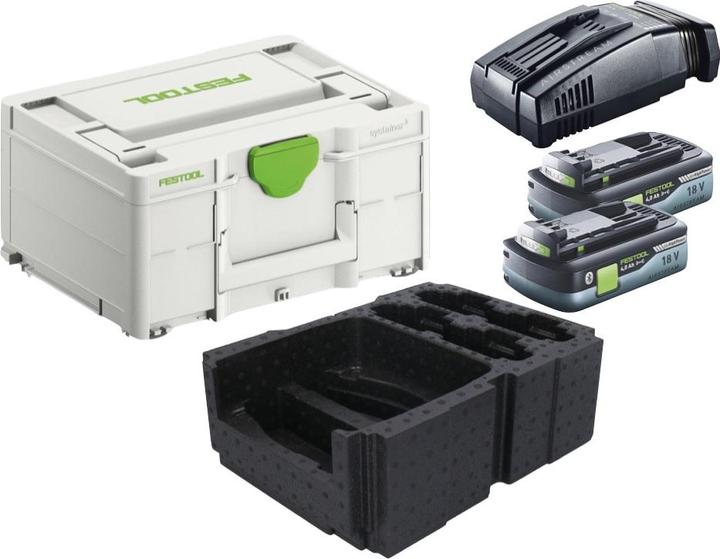 Image du produit Festool Set Énergie : 2x Batteries BP 18 Li 4,0 Ah HPC-ASI 4,0Ah 18V + Chargeur SCA 16 10,8V-18V (18 V)