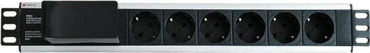 Techly I-CASE STRIP-16SH Unità di distribuzione dell'alimentazione (PDU) 6 prese AC 1.5U Alluminio (6 x, CEE 7/3, 3 m)