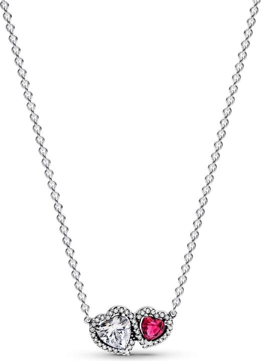 Pandora Necklace with pendant Halo Hearts (Zirkonia)