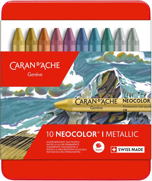 Caran d'Ache Neocolor I Metallic Metallschachtel (Mehrfarbig, 10 x)