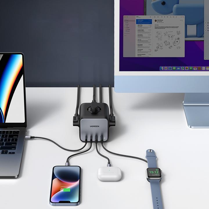 Actual product image Ugreen Cube CD268 (3 x, USB-A, USB-C, CEE 7/4, 1.80 m)