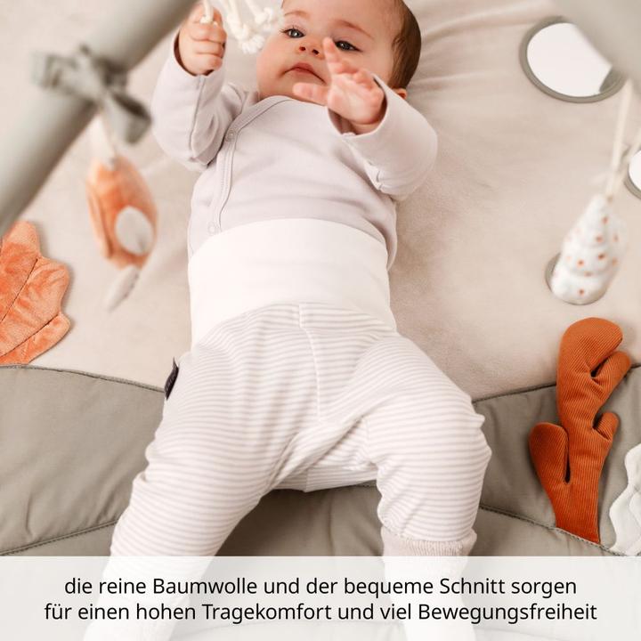 Actual product image La Loona LaLoona baby romper trousers 2-pack - Stripes - Light Taupe - (62)