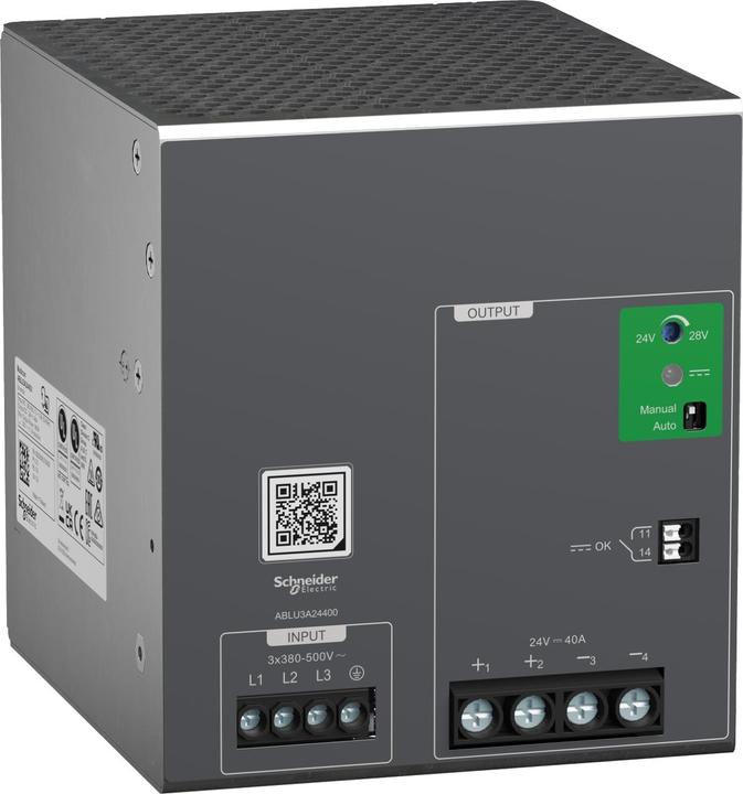 Immagine prodotto Schneider Alimentatore, Modicon ABLU, universale, temporizzato, 380-500V AC, trifase, 24V DC, 40A, 960W ABL