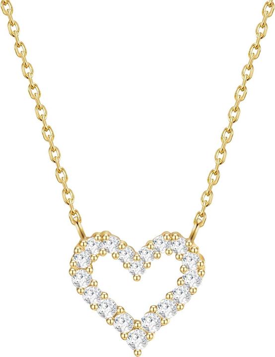 Actual product image Glanzstücke München Ladies heart sterling silver cubic zirconia yellow gold 38.5 cm base chain + 5.0 cm extension - (Sterling Silver, 38.5 - 43.5 cm)