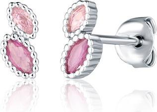 Actual product image JVD Beautiful Silver Earrings With Pink Zircons