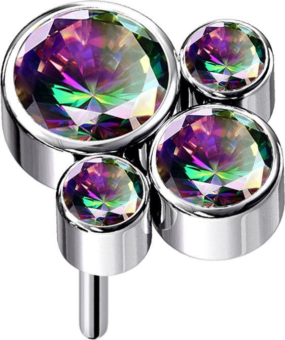 Produktbild Star Piercing Threadless silber vier Kristalle dunkel multicolor (Titan G23, ohne Messing)