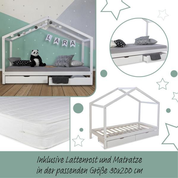 Immagine prodotto Homestyle4u Letto per bambini Letto per bambini con materasso e rete (90 x 200 cm)