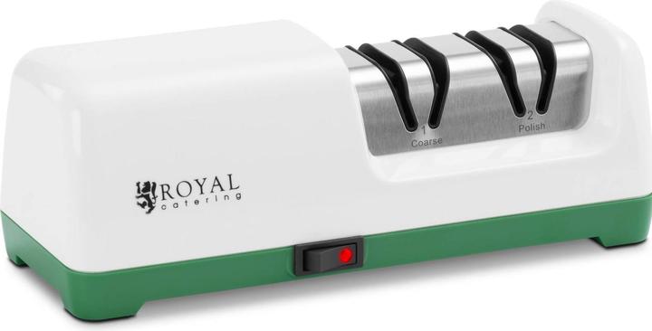 Actual product image Royal Catering Elektrischer Diamant-Messerschärfer Profi-Messerschleifer 2 Stufen 20° Weiss
