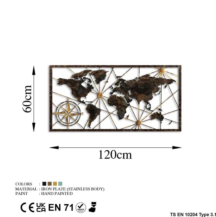 Produktbild Wallxpert Metal World Map (120 x 60 cm)