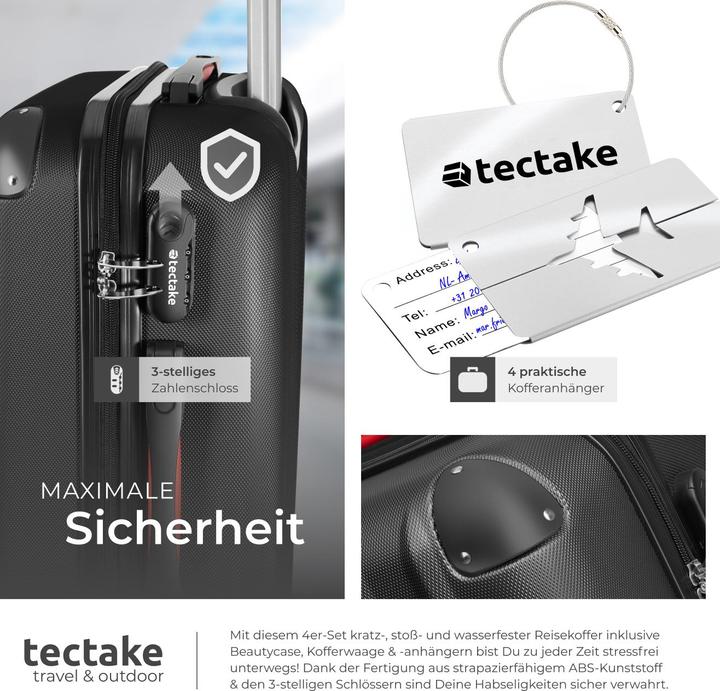 Immagine prodotto tectake Set di valigie rigide Cleo 4 pezzi con valigetta (95 l, L (90 - 115l))