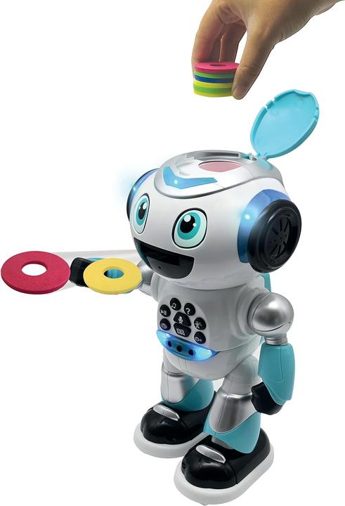 Actual product image Lexibook POWERMAN ADVANCED Talking learning robot, history generator, shoots discs, remote control EN (German)