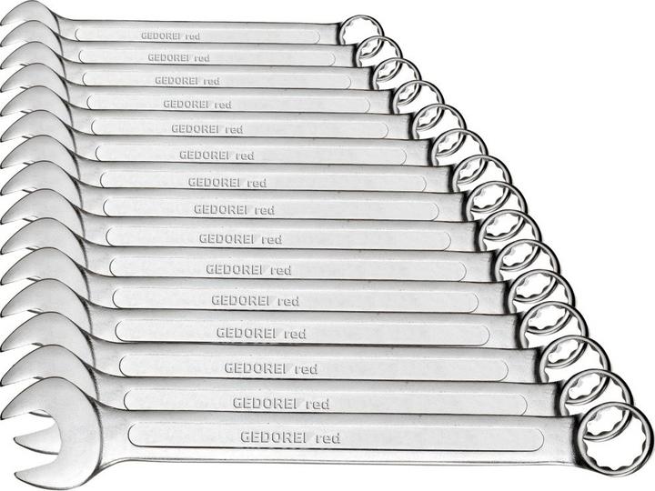 Actual product image Gedore Red red Combination spanner set, 15 pieces, SW 6-32, chrome vanadium steel, silver (19 mm, 29 mm, 8 mm, 21 mm, 28 mm, 31 mm, 12 mm, 18 mm, 14 mm, 10 mm, 26 mm, 30 mm, 27 mm, 20 mm, 9 mm, 25 mm, 16 mm, 15 mm, 32 mm, 22 mm, 17 mm, 11 mm, 24 mm, 23 mm, 13 mm, 7 mm, 6 mm)