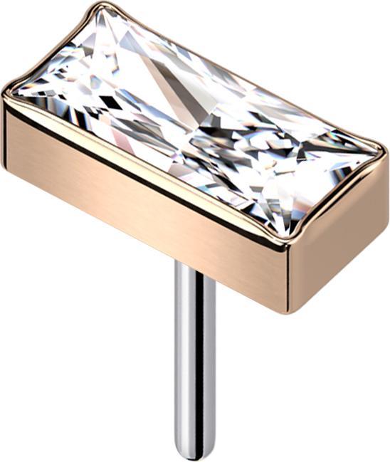 Star Piercing Threadless rechteck rosegold Kristall silber (ohne Messing, Titan G23)