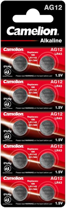 Camelion Batterie Alkaline AG12 0% Mercury/Hg 10 St. - Batterie - LR 43/V12GA (10 Stk., LR43, 108 mAh)