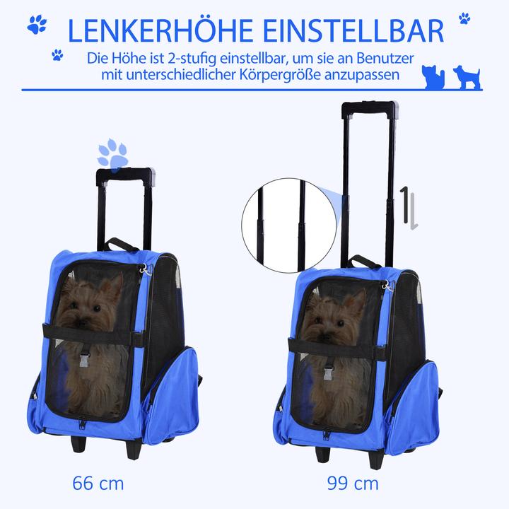 Produktbild PawHut 2 in 1 Hundetasche als Trolley oder Rucksack verwendbar (Hund, Atmungsaktiv)