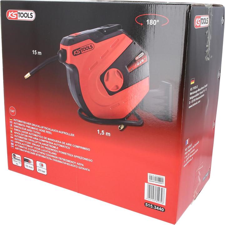 Actual product image KS Tools Compressed air hose reel, d 10mm x 15m