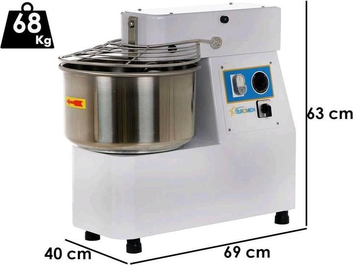 Image du produit EuroMech Pétrin à spirale Capacité de pâte18 Kg (735.50 W)