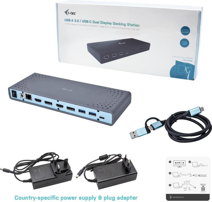 Actual product image i-tec USB 3.0 / USB-C Dual 4K Dock (USB-C, 6 Ports)