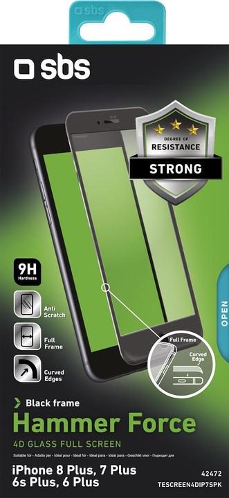 Actual product image SBS 4D Glass Screen Protector for iPhone 8 Plus/7 Plus/6s Plus/6 Plus (1 Piece, Apple iPhone 6s Plus, Apple iPhone 8 Plus)