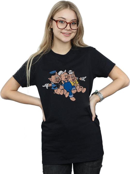 Actual product image Disney Womens/Ladies Three Little Pigs Jump Cotton Boyfriend T-Shirt (M)
