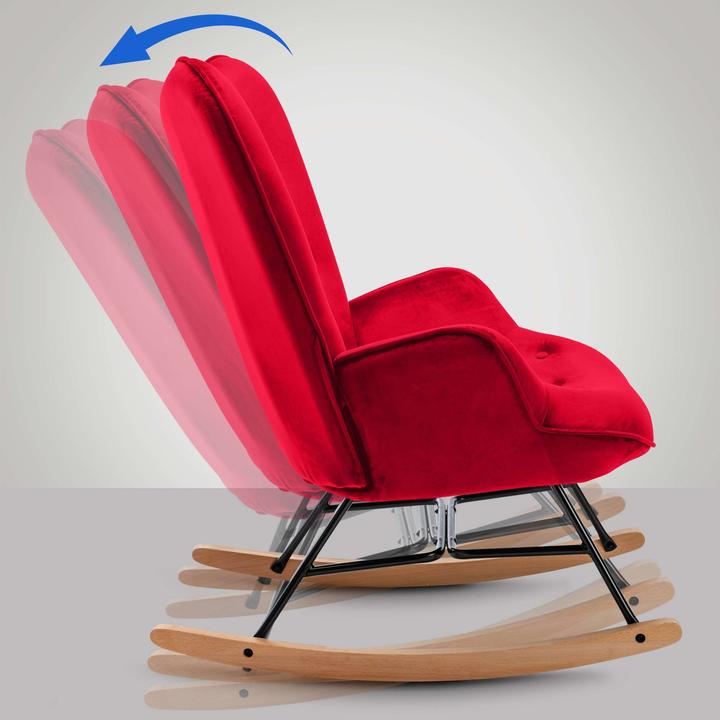 Actual product image CLP Sanka Velvet Rocking Chair, red