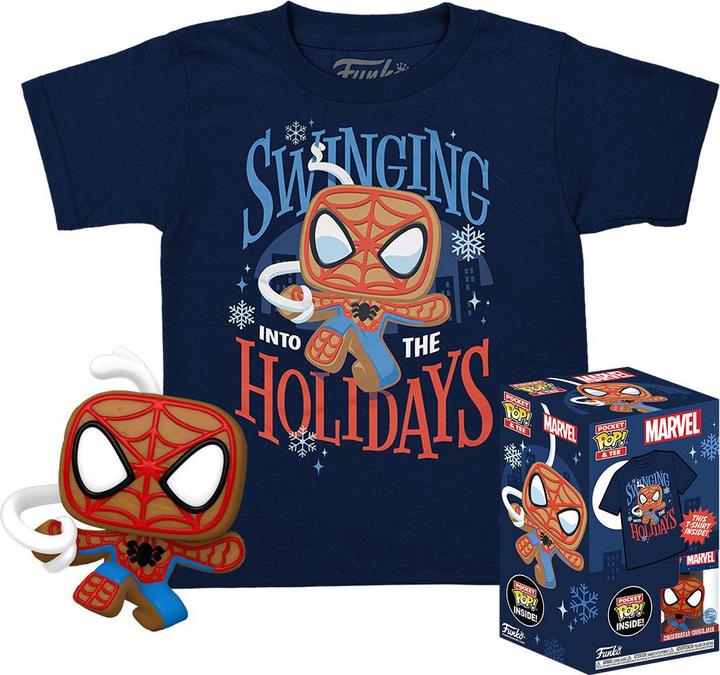 Actual product image Funko Pocket Pop! & Tee: Marvel - Spider-Man - Spidey - Gingerbread - for Children and Kids - Large