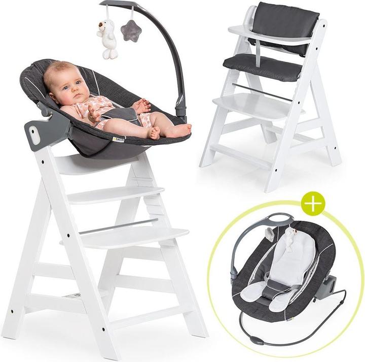 Actual product image Hauck Highchairs Alpha Plus White Newborn Set Deluxe - 4-piece highchair (Highchair)