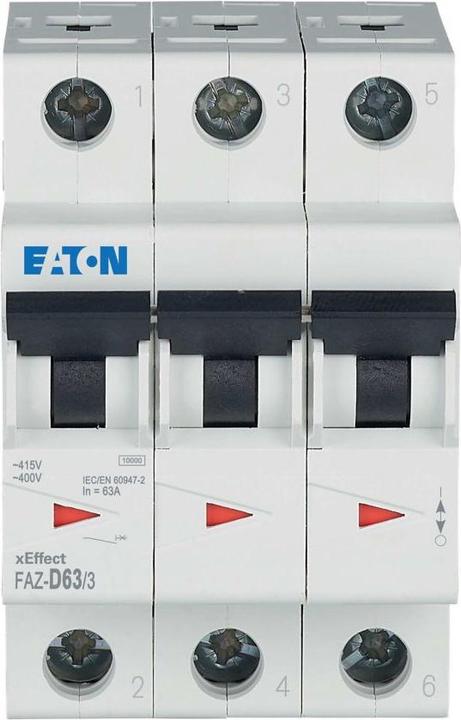 Actual product image Eaton MCB, 63A, D-type, 3P, 15kA