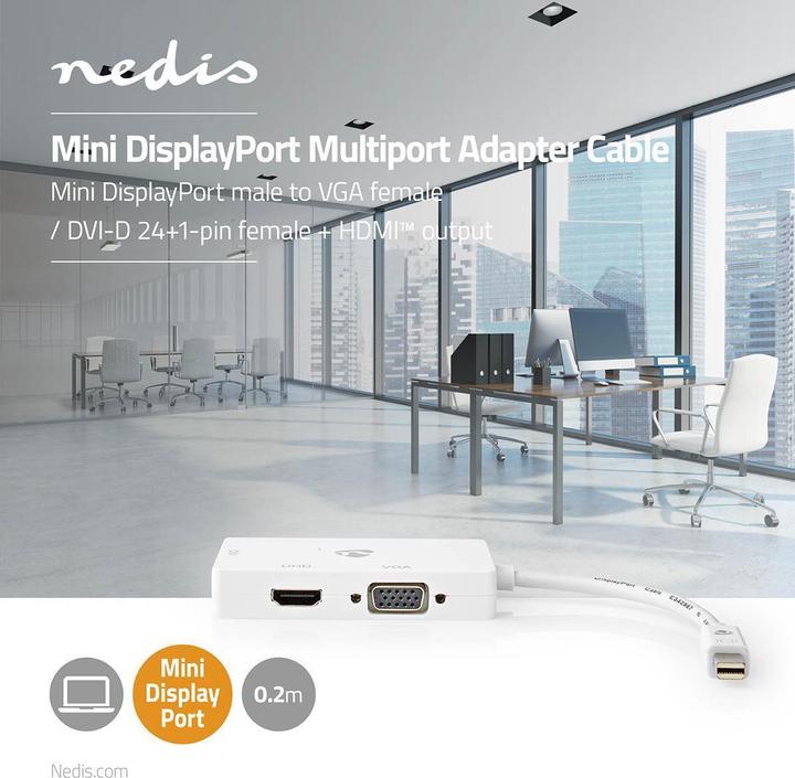 Produktbild Nedis Displayport-Adapter Mini DisplayPort Stecker DVI-D 24+1-Pin Buchse / HDMIT Buchse / VGA Buchs (DVI, VGA, HDMI)