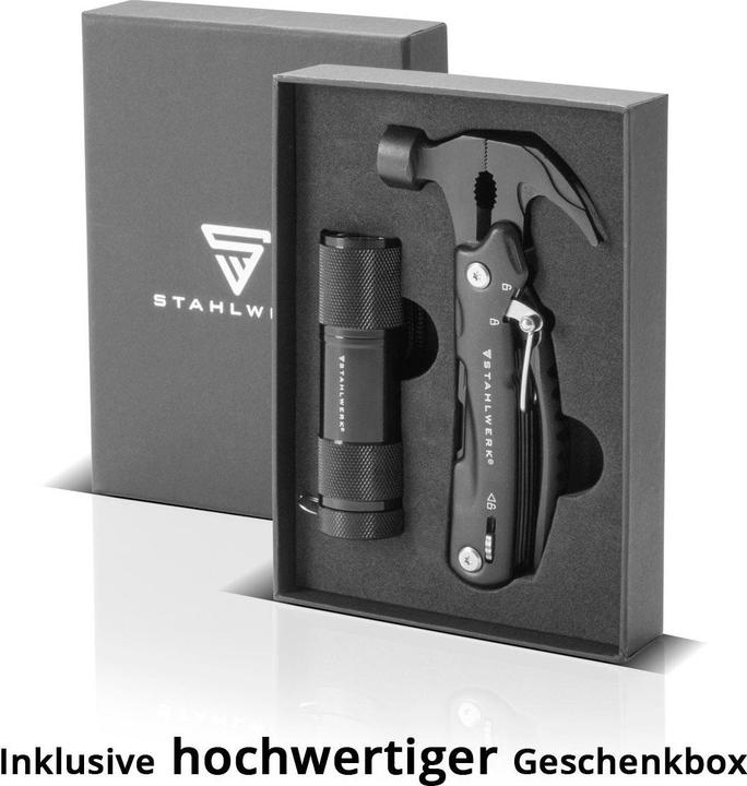 Produktbild Stahlwerk Multitool 12 Tools Taschenmesser Multifunktionswerkzeug Taschenlampe (12 Funktionen)