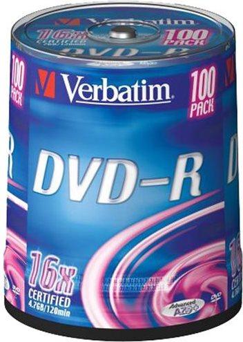 Immagine prodotto Verbatim DVD-R, 16x, 4,7 GB, 100 mandrini (100 x)