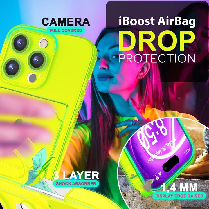 Actual product image Nalia Clear transparent neon silicone cover card holder (Apple iPhone 16 Pro Max)