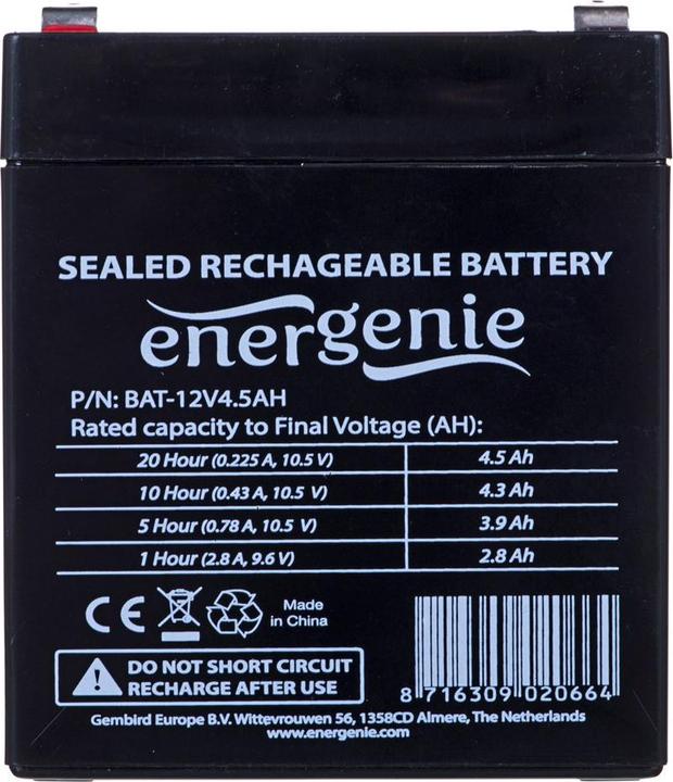 Image du produit Gembird BAT-12V4.5AH - 12 V - 1 pièce(s) - noir - 4500 mAh - 1,7 kg - 89 mm