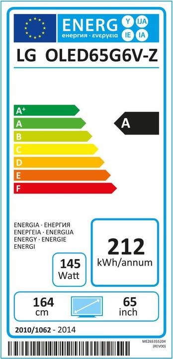 Energy Label LG Oled65g6v (65", OLED, 4K)
