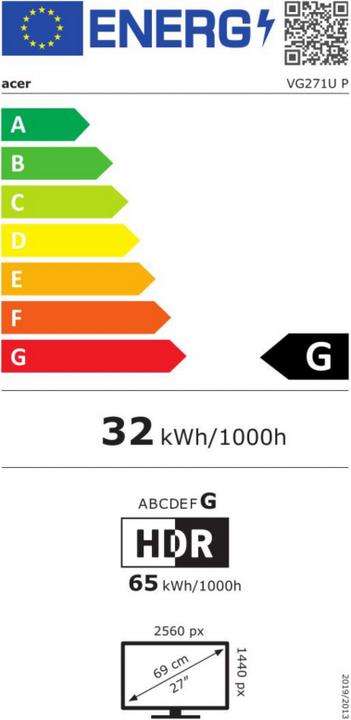 Energy Label Acer Nitro VG271UP (2560 x 1440 pixels, 27")